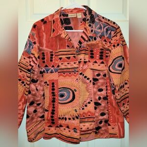 Chicos Vibrant Red Orange Jacket Sz 1